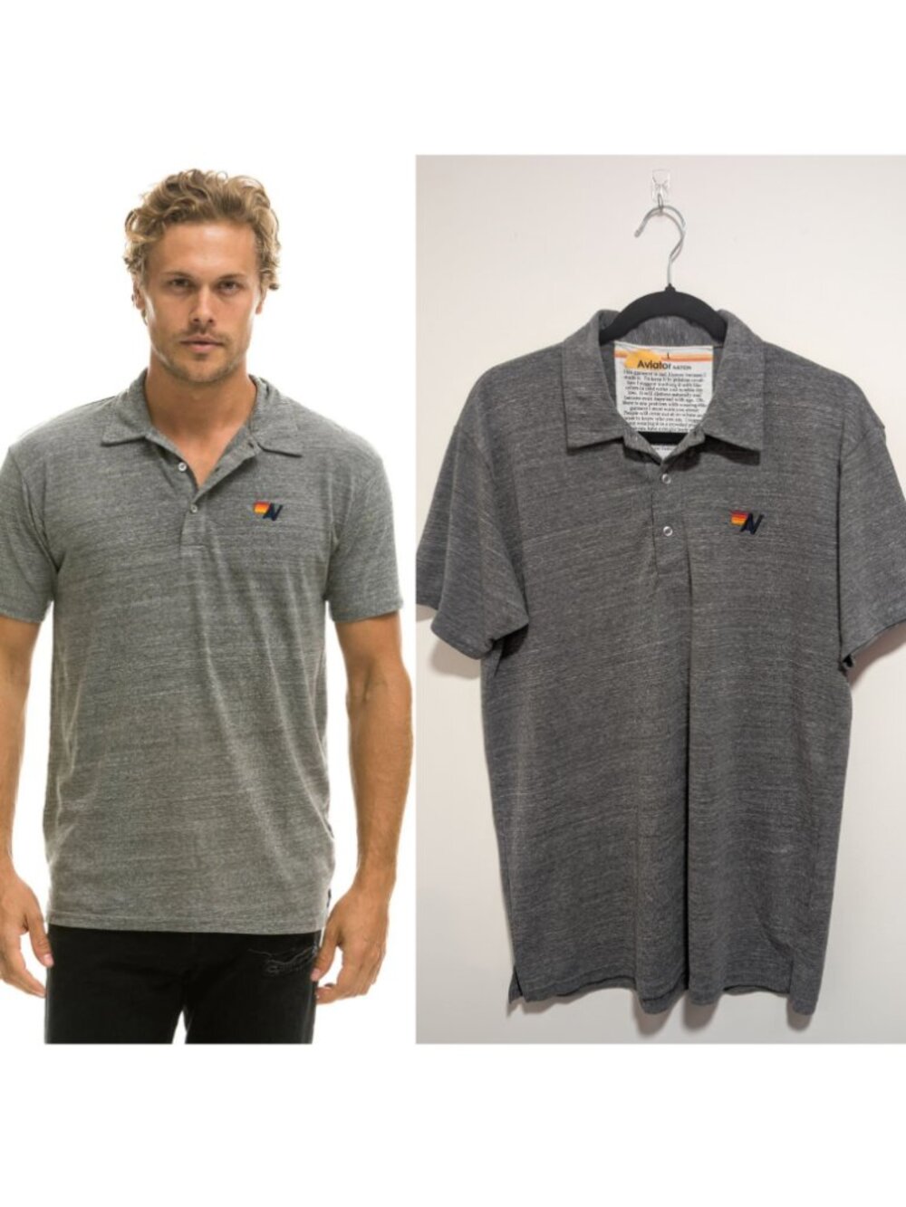 Aviator Nation | Men's Logo Embroidery Polo In Heather Grey